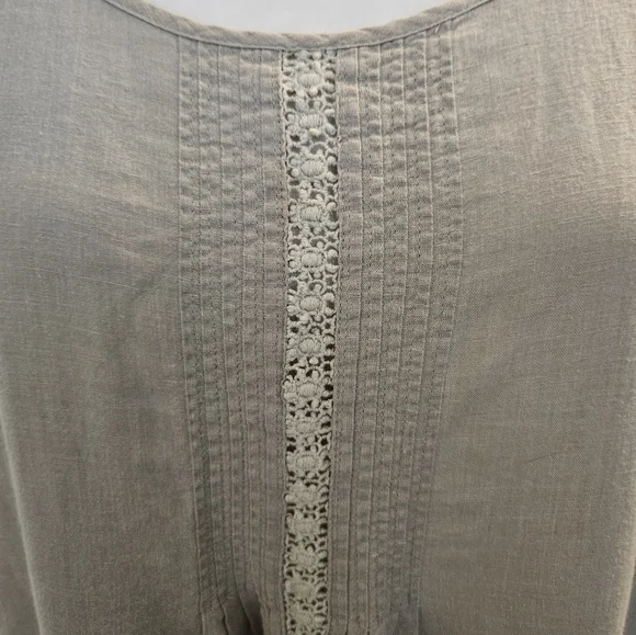 J. Jill Taupe Shirt with Lace Trim Women's Size Large L - Picture 11 of 13